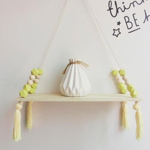 Childrens Bedroom Organizer For Toys Wood Shelves DIY Wood Beads Wall Shelf Organizer Shelves Home Decorations