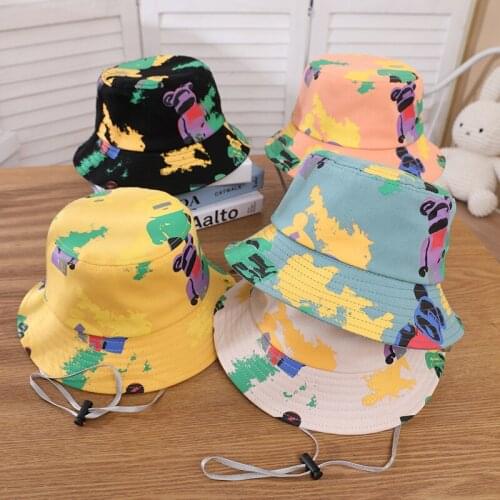 Baby Cap Autumn Winter Cartoon Graffiti Bucket Hat Sun Hats Child Cap Baby Caps Girls Boys Outdoor Beach Hat Casual Panama Cap