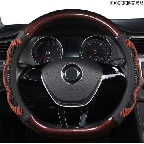 DOODRYER Carbon Fiber Leather Car Steering Wheel Cover For Acura TSX MDX RDX TL RSX TLX Integra