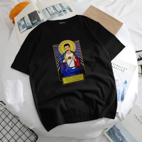 Freddie Mercury Fiction Saint Mia Saint Jules t-shirt Catholicism Womens vintage streetwear hip hop casual Harajuku women Tee