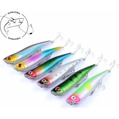 6Pcs/Lot 10.5cm/15.7g Pencil Fishing Baits Lure TopWater Artificial Hard Pesca Isca With 2 Treble Hooks Wobblers For Fishing