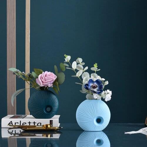 Nordic Ceramic Vase+Fake Flower Accessories Home Livingroom Desktop Ornaments Crafts Cabinet Coffee Table Furnishings Decoration