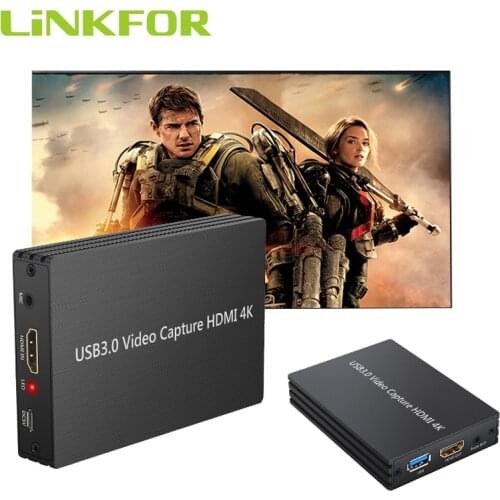 LiNKFOR 4k HDMI Game Capture Card HDMI to USB 3.0 Video Capture 1080p Capture Card With Microphone Input HDMI Loop-out For PS3