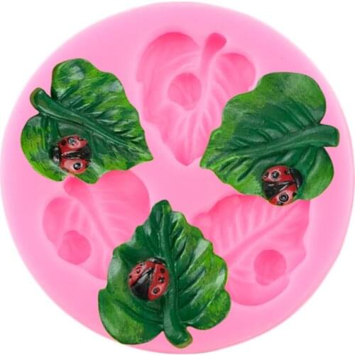 Leaf Ladybug Silicone Molds DIY Leaves Cupcake Topper Fondant Cake Decorating Tools Candy Polymer Clay Chocolate Gumpaste Moulds