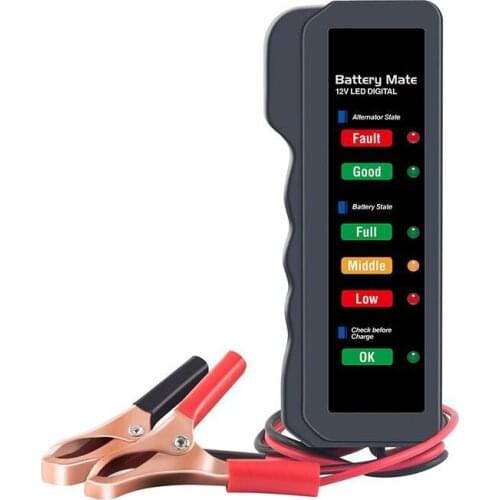 Mini 12V Car Battery Tester 6 LED Lights Display Auto Car Diagnostic Tool Car Battery Alternator for Cars Vehicle Motorcycle