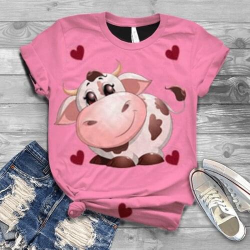 2021Mens and womens casual summer fashion 3D cow print T-shirt comfortable outdoor street shirt childrens T-shirt shirt