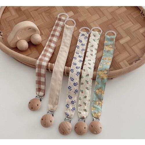 Newborn Pacifier Chain Printing Cotton Cloth Nipple Holder Leash Strap Belt Soother Nursing Teether Dummy Clip