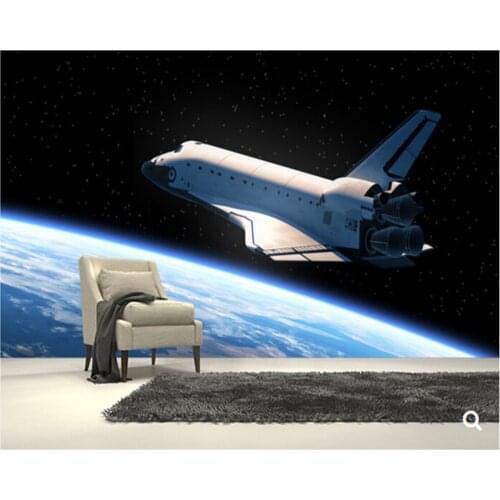 Custom papel DE parede infantil,Space Shuttle Orbiting Earth,3D cartoon mural for children room bedroom wall vinyl wallpaper