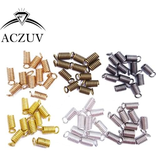 500PCS/lot Spring Fasteners Jewelry End Caps Leather Cord Ends Wax Cotton Rope Clips Bracelet Necklace Crimp Beads Findings