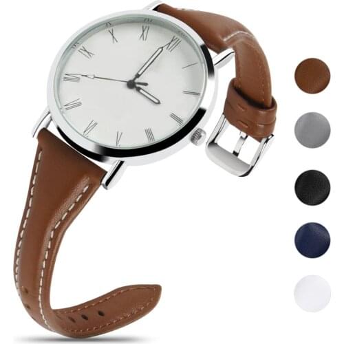 Fullmosa Sliim Leather Watch Band, Classic Narrow Smartwatch Strap with Quick Release for Men Women 18/20/22mm 5 Colors