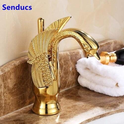 Luxury Swan Design Bathroom Basin Faucet High Quality Hot and Cold Bathroom Sink Mixer Tap 360 Rotation Handle Water Faucet Tap
