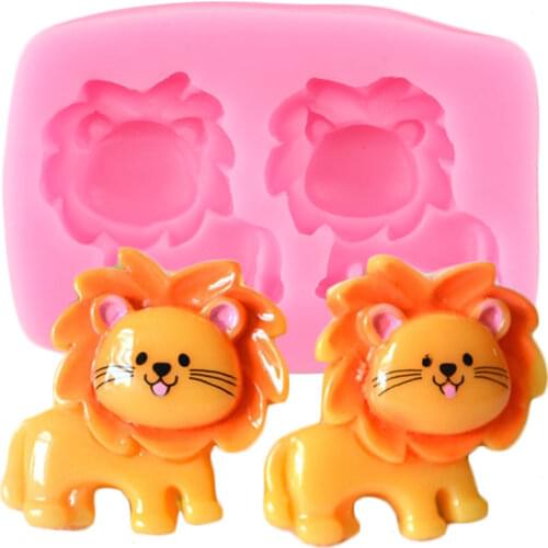 Cartoon Lion Silicone Mold Baby Birthday Cupcake Topper Fondant Cake Decorating Tools Chocolate Gumpaste Molds Candy Clay Moulds