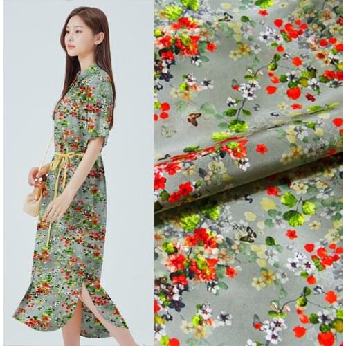 Natural 100% mulberry silk crepe de chine fabric cloth material 138cm width breathable soft T-shirt clothing fabrics for sewing