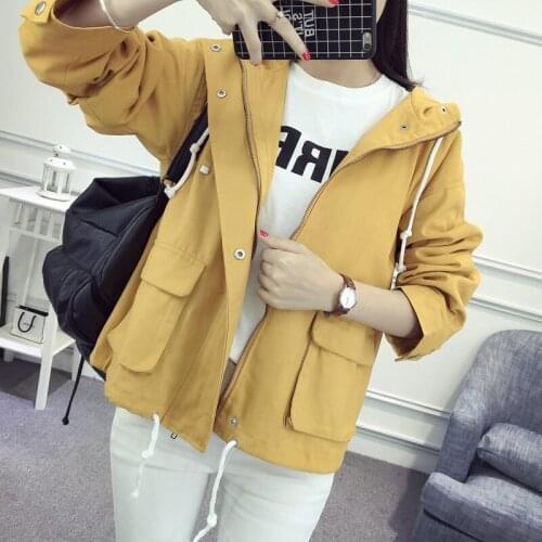 New Autumn Winter Women Trench Coat Loose Hooded Short Outerwear Mother Costume Plus Size Cotton Windbreaker Female Coats
