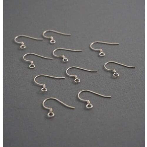 Solid 925 silver jewelry Ear Hooks 10pairs 925 Sterling Silver Ear Hooks 13mm Jewelry Accessories