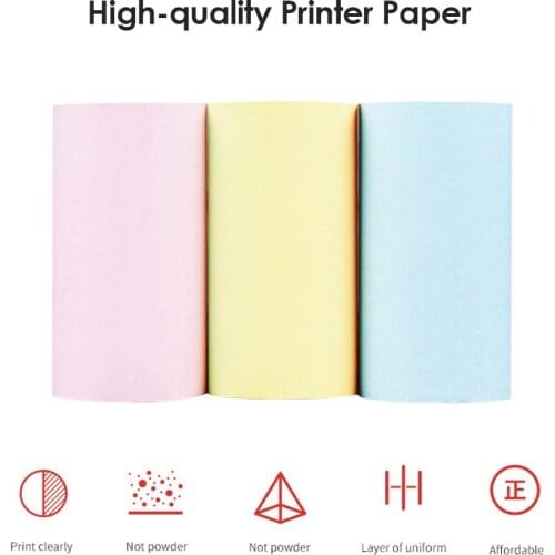 USB Thermal Receipt Printer Paper 3 Rolls Thermal Paper White Color Sticker Photo Paper for P1 P2 P2S Mini Printer