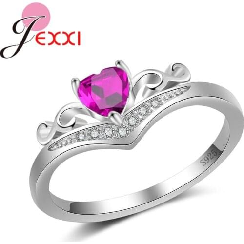 Top Quality Elegant 925 Sterling Silver Engagement Rings AAA Rose Red CZ Stones Rings for Woman Fine Jewelry Wholesale