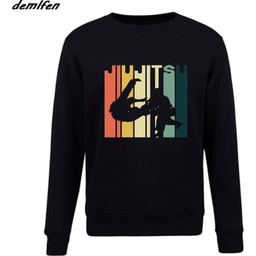 Jiu Jitsu Silhouette Bjj Brazilian Jiu Jitsu Retro Hoodie O-Neck Fashion Casual High Quality Print Sweatshirt Hip Hop Tops coat