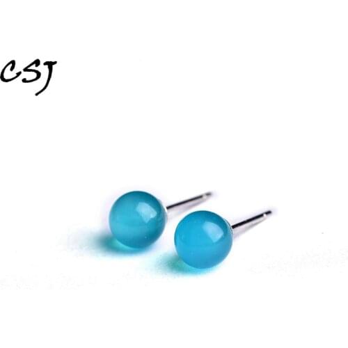 CSJ Cute 100% Natural Amazonite Earrings 925 Sterling Silver Earrings Women Lady Girl wedding Engagment Party For Gift