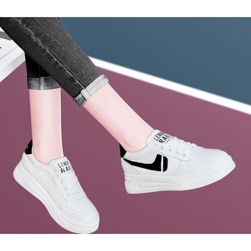 High-top 4cm Women Shoes Gold Sneakers Skateboard Platform Trainers Women Shoes Casual Lace-Up Womens Sneakers Outdoor Leather