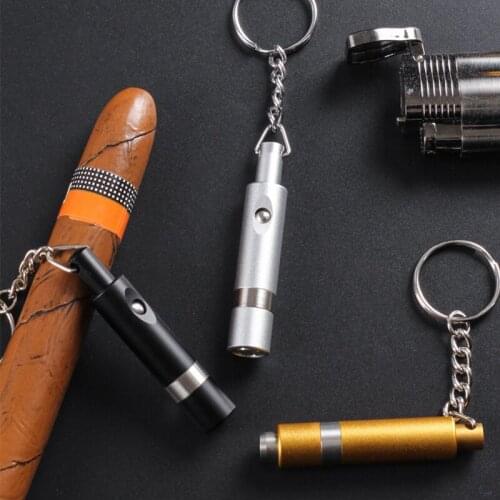 1pcs Cigar Punch Cigar Cutter Blade Key Ring Chain Pendant Draw Hole Opener Cutters Cohiba Gadgets Pocket Cutting 3 Colors