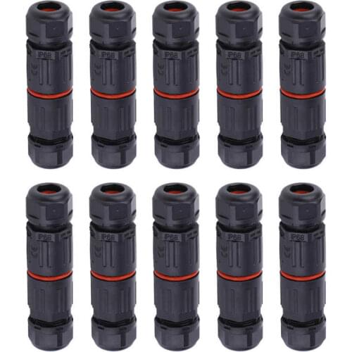 New 10PCS IP68 Waterproof Electrical Wire Cable 3Pin Connector Outdoor Plug Socket Micro USB Connector Straight Connector