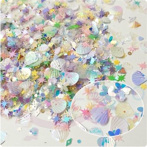 10g Macaron Nail Art Glitter Shell Star Paillette Sequins Flakes Sparkling Mixed Pvc Sequined Stage Garments Decoration Craft