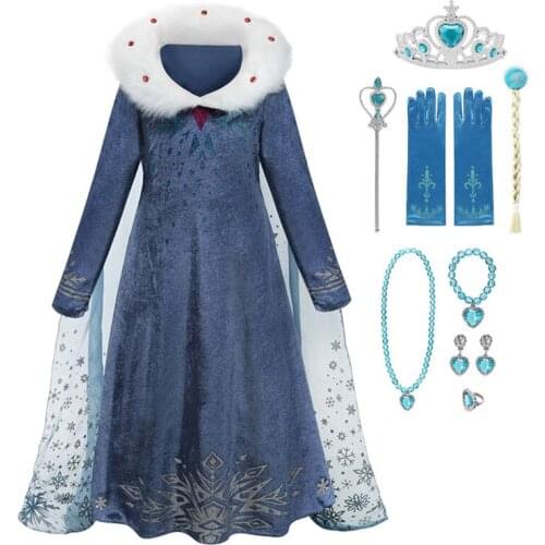 2021 Frozen Elsa Dress Girls Party Vestidos Cosplay Girl Clothing Snow Queen Elza Sequins Birthday Princess Dresses Kids Costume