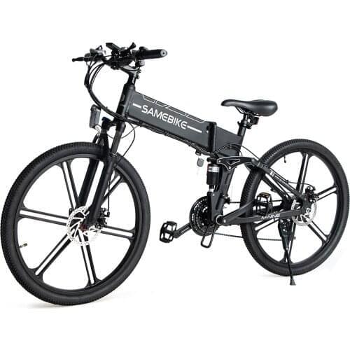 26Inch Folding Electric Bicycle with 500W Brushless Motor 48V 10AH Power Assist E-Bike Dual Disc Brakes Suspension Front Fork