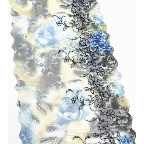 3y/lot Width 18.50cm Shimmer Blue Embroidery Lace Trim DIY Craft Sewing Supplies Skirt Hem Decoration Accessories Dolls bjd