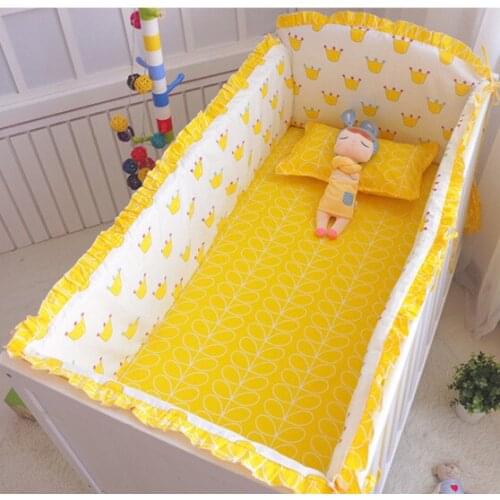 6/7PCS Yellow Crown Cartoon baby bedding sets baby crib set ropa de cuna Comforter Cover cot sheet,120*60/120*70cm