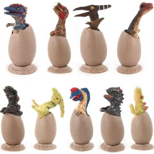 9 PCS/Set Dinosaur Handmade Model Half Hatched Dinosaur Egg Model with Pedestal Funny Novel Toys Boys Girls Toys Gifts
