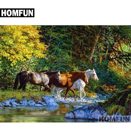 HOMFUN Full Square/Round Drill 5D DIY Diamond Painting "Forest horse" Embroidery Cross Stitch 5D Home Decor Gift A01232