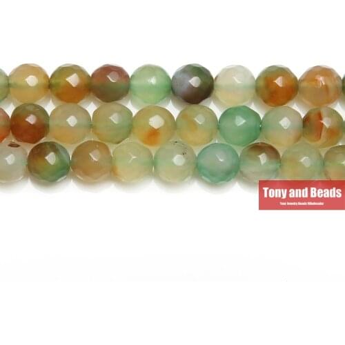 15" Natural Stone Faceted Peacock Agates Round Loose Beads 6 8 10 12MM Pick Size For Jewelry Making