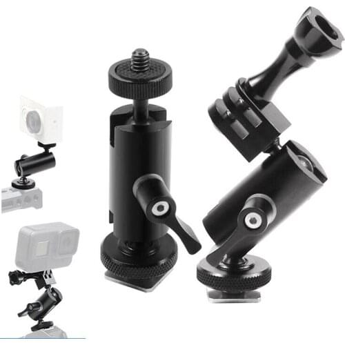 CNC Aluminum Alloy Mount Holder Adaptor with Ball Head Cold Shoe for LED Monitor Gopro Hero SJcam DJI OSMO Action Cameras Phones