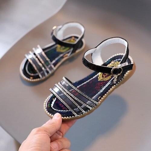 Baby Fashion Rhinestone Little Girl Summer 2021 Sandals Kid Princess Dress Shoes For ChildrenS Beach Shoe 1 3 5 7 9 11 12 Years