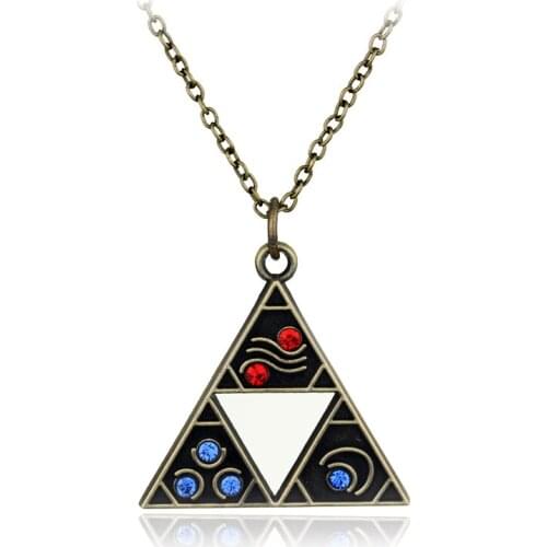 Dongsheng Hot Vintage necklace Triforce Colorful Crystal pendant cosplay jewelry Fans Men Women Gift -30