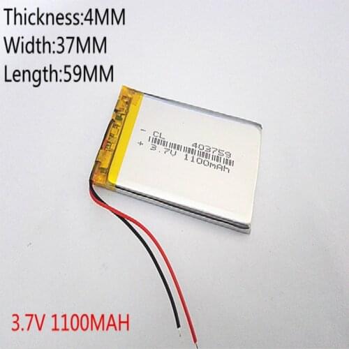 Best battery brand 3.7V 403759 1100mAh Lithium Polymer Li-Po Rechargeable DIY Battery For Mp3 MP4 MP5 GPS mobile electronic