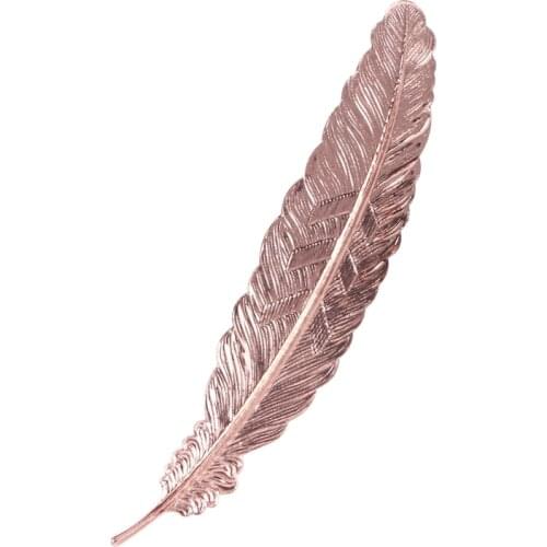 Creative Retro Feather Shaped Metal Bookmark Page Marker For Books Office School