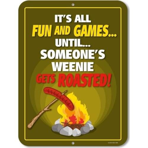 Camping metal tin sign. This is a fun game until it is released