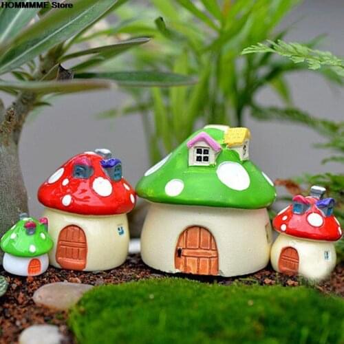 Cute DIY Resin Fairy Garden Craft Decoration Miniature Micro Gnome Terrarium Mediterranean House 3 Sizes Mushroom Castle Gift