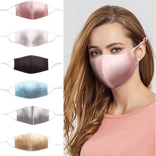 Fashion Silk Face Masks For Women Adjustable Mouth Masks With Pocket Mascarillas Windproof Mouth Maske Party Decor Mouthmask
