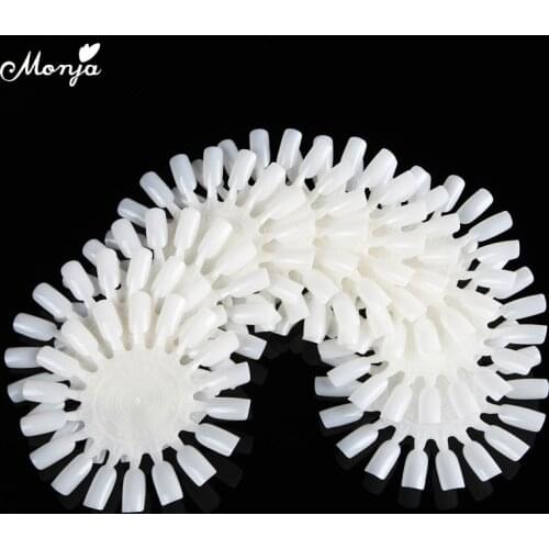 Monja 10Pcs Natural White Nail Art False Nail UV Gel Nail Polish Color Display Card DIY Image Painting Practice Fake Nail Tips