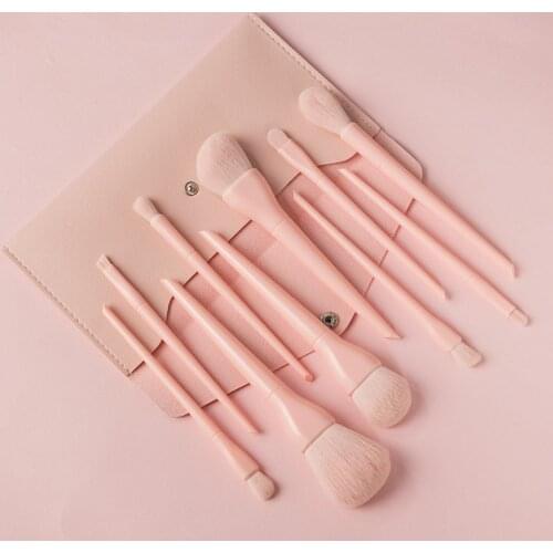 Private Label Top Quality Makeup Brushes Set with Bag Eyeshadow Concealer Blush Powder Foundation Brush Kit 10 Pcs