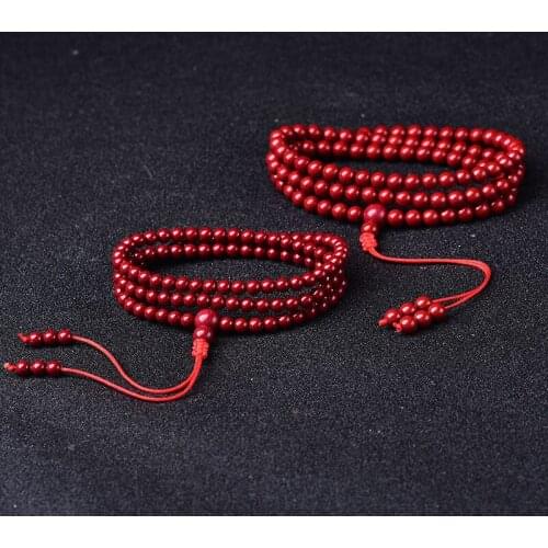 Natural Purple Cinnabar 108 pcs Beads Buddhist Prayer Beads Bracelets Buddha Mala Cinnabar Charm Necklace DIY Jewelry Dropship