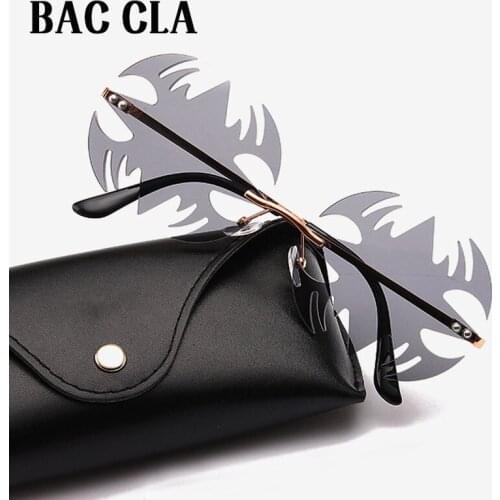 BAC CLA Retro Irregular Ladies Sunglasses Fashion Chic Rimless Alloy Glasses Ladies Pink Lenses Black Red Sunglasses Mens Shade