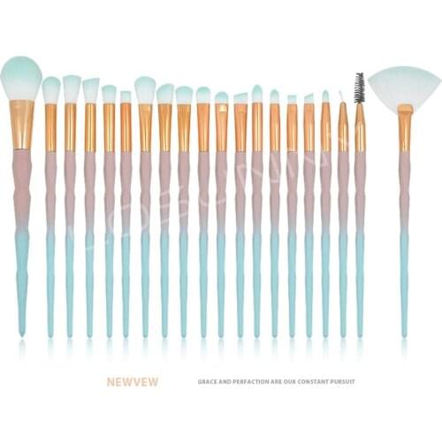 NEWVEW 20pcs diamond makeup brush makeup accessories powder eye shadow blending brush unicorn color brush set cosmetic tools