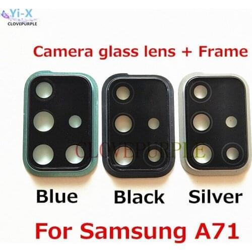 New Back Camera Glass Lens with Frame Holder for Samsung Galaxy A71 A715F A715 Replacement Parts