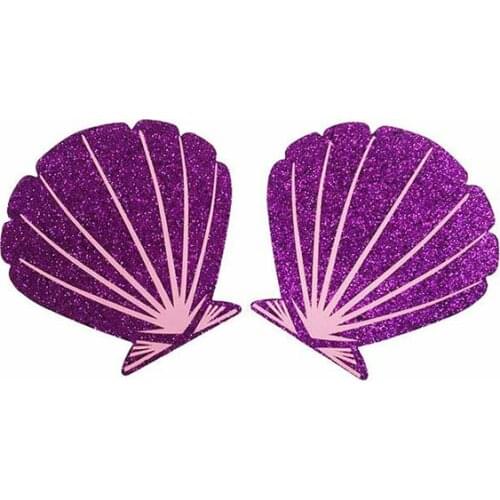 Sexy Women Intimates Laser Shell Lingerie Stickers Disposable Adhesive Nipple Covers Cute Pezoneras Purple Cache Teton NCS168