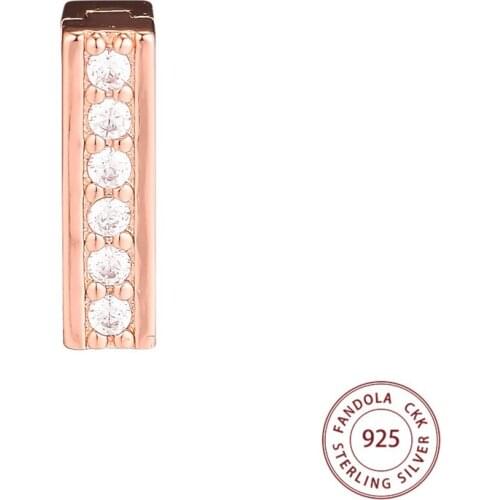 Rose Gold Timeless Sparkling Clip Charm Fits Original Reflexions Bracelet 925 Sterling Silver Clear CZ Beads Jewelry Making